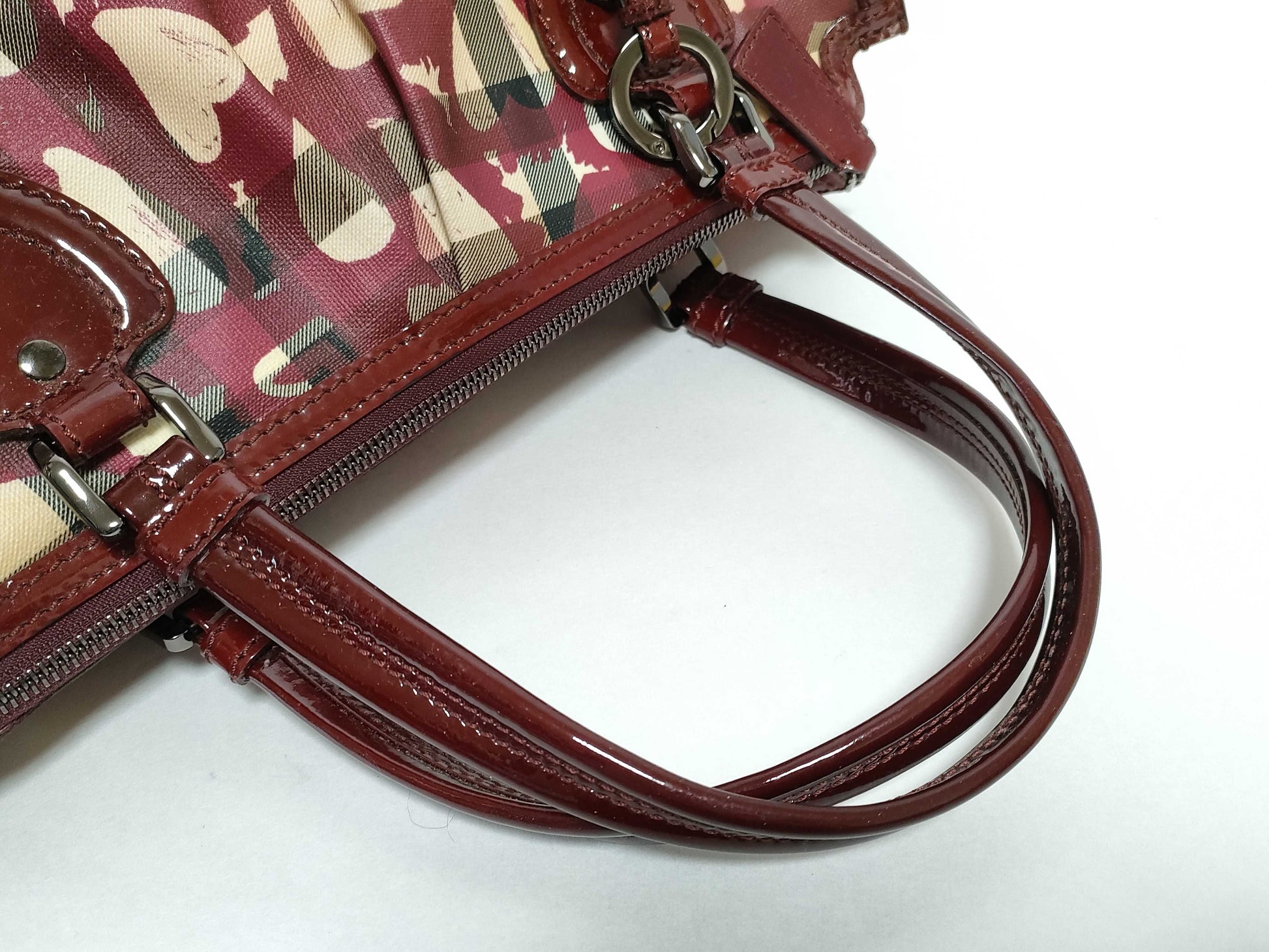 BURBERRY 2-way handbag shoulder bag red handbag