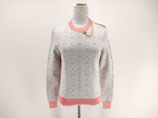 LOUIS VUITTON Louis Vuitton Monogram Knit Long Sleeve Contrast Trim Top