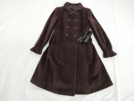 MaxMara White Tag Alpaca Coat with Leather Belt, Size 40