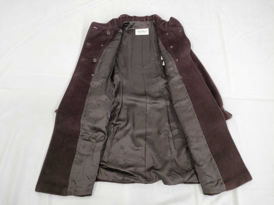 MaxMara White Tag Alpaca Coat with Leather Belt, Size 40