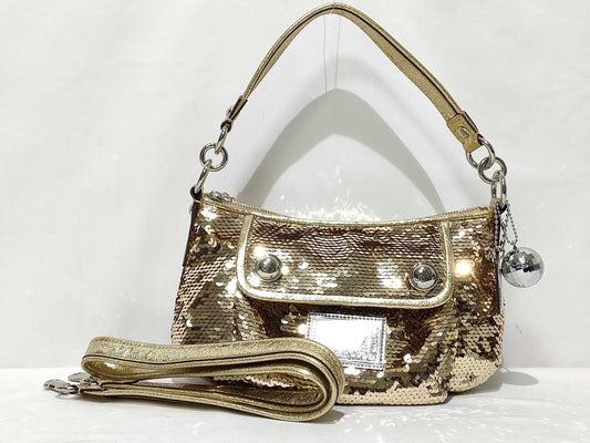 COACH Shoulder Bag with Sequins and Gold