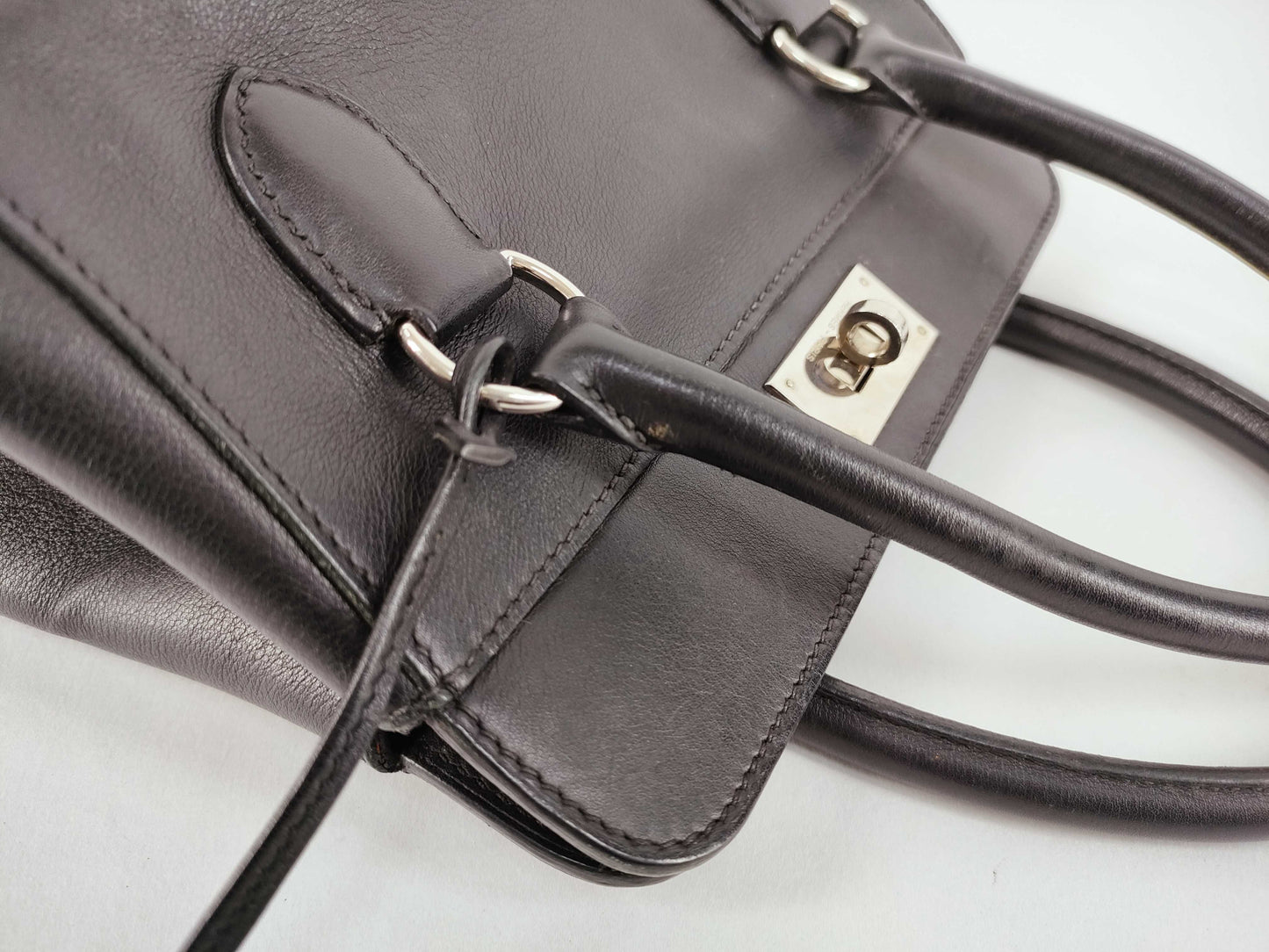 HERMES Toolbox 20/Swift/Black/□N Engraved/Silver Hardware Bag