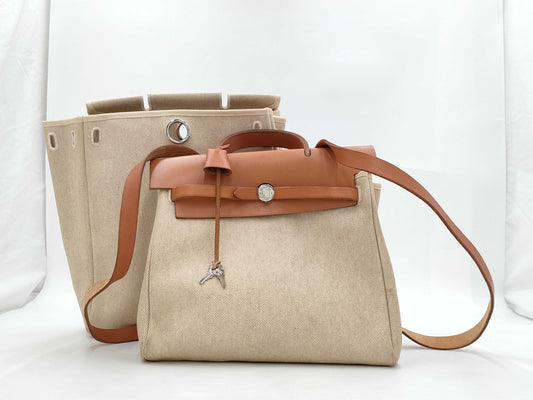 HERMES Ale Bag Ad/Canvas/□D Engraved Rucksack
