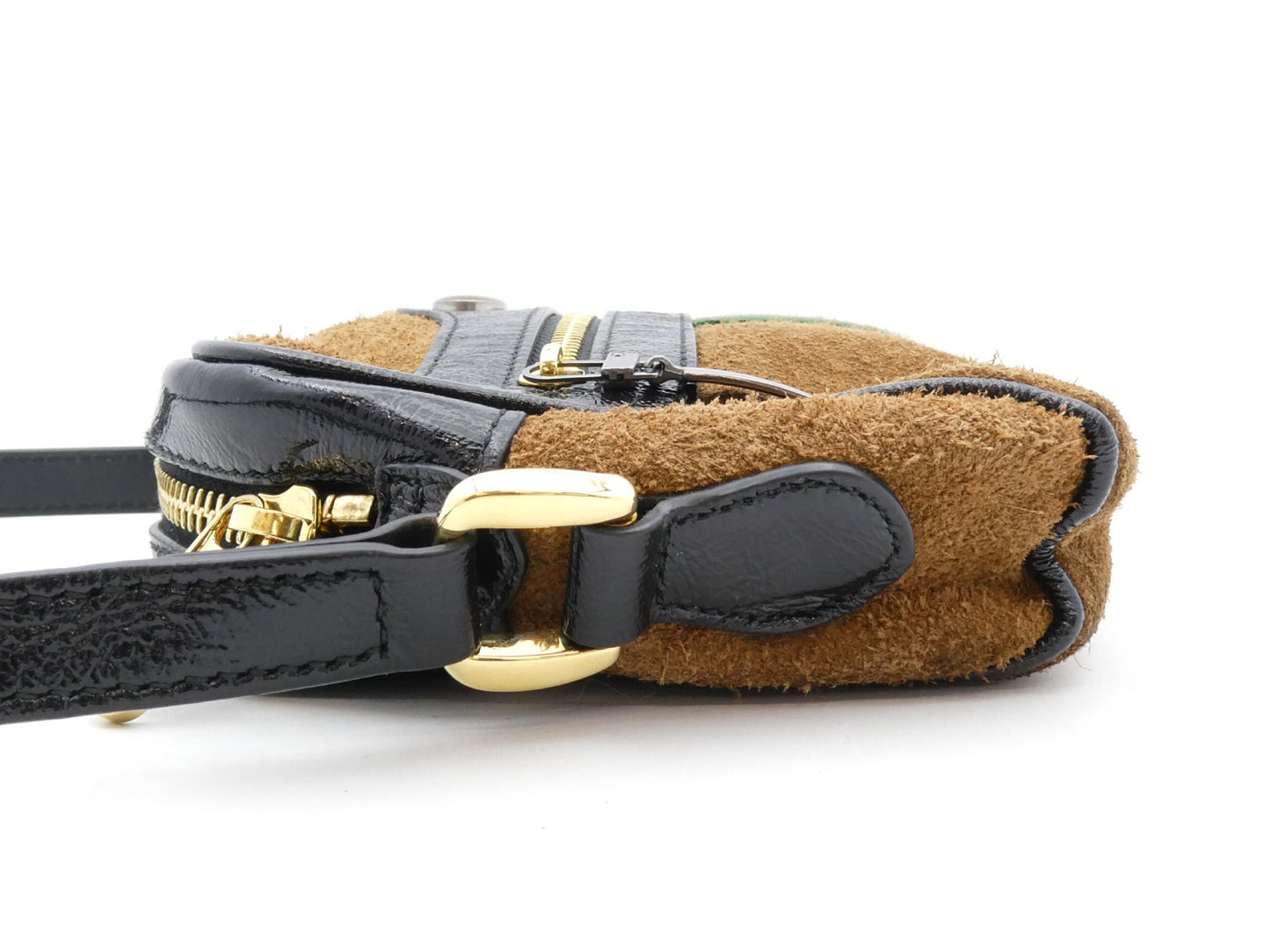 GUCCI Sherry GG Suede and Leather Shoulder Bag