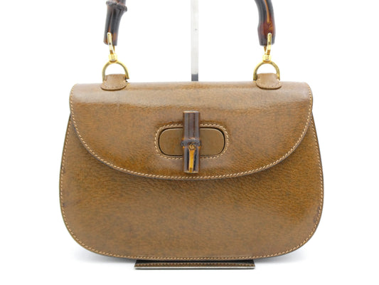 GUCCI Bamboo Leather Turnlock Handbag