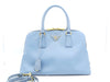 PRADA Logo Plate Saffiano Lux 2-Way Handbag