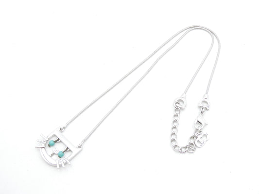 Dior Cat Turquoise Silver Necklace