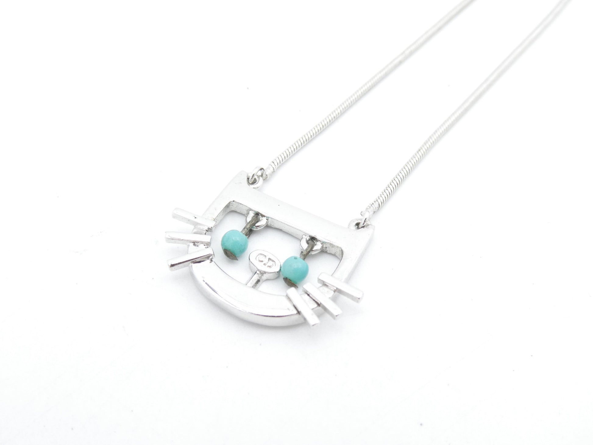 Dior Cat Turquoise Silver Necklace