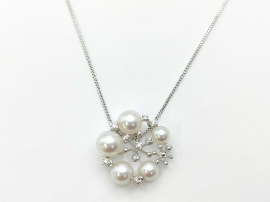 TASAKI Pearl Diameter Approx. 6.8-4.9mm D0.07ct K18WG 5.9g Necklace