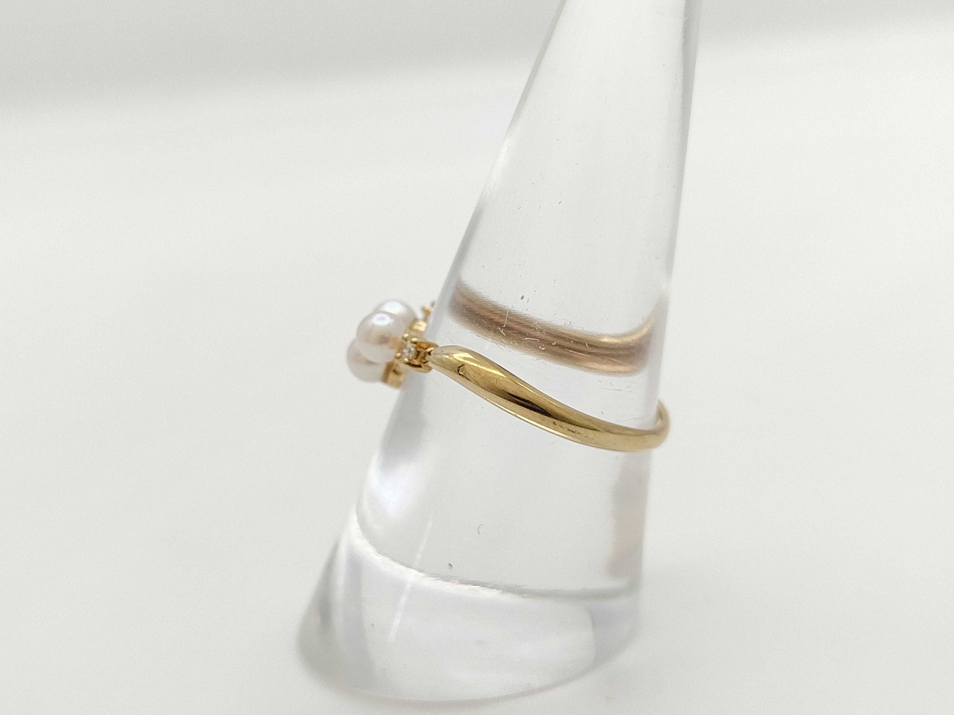 TASAKI Pearl Diameter Approx. 3.5mm*3 D0.03ct K18 1.9g Ring