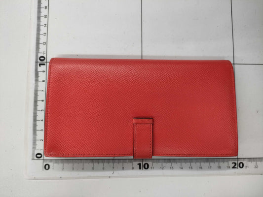 HERMES Bearn Soufflet Epson Wallet, 2021, Z Stamp, Orange and Blue, Silver Hardware