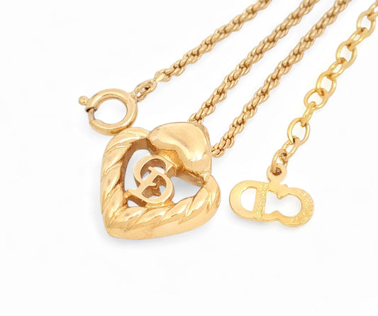 Dior Christian Dior, gold-toned, twisted design, logo, pendant, necklace, made by GERMANY, 6.2g necklace
