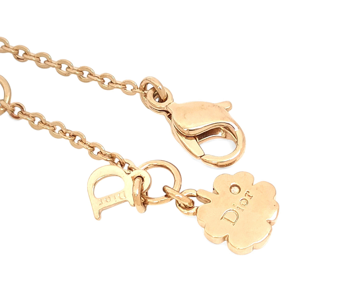 Dior Dior - Pink Gold Color - Ribbon Motif & Logo - Colored Stones - Pendant - Necklace - 5.8g Necklace