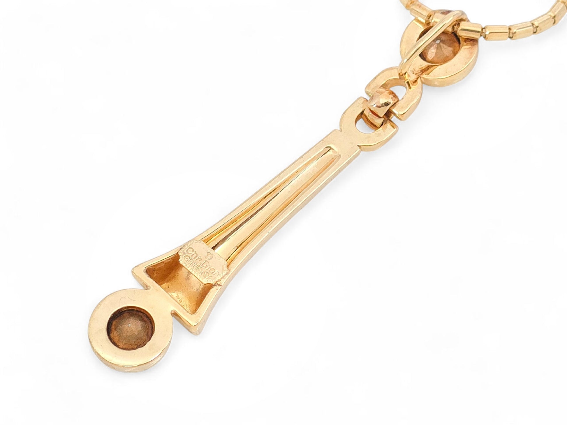 Dior Christian Dior, gold-colored, motif with large rhinestones, pendant, necklace, made of Germany, 17.4g necklace
