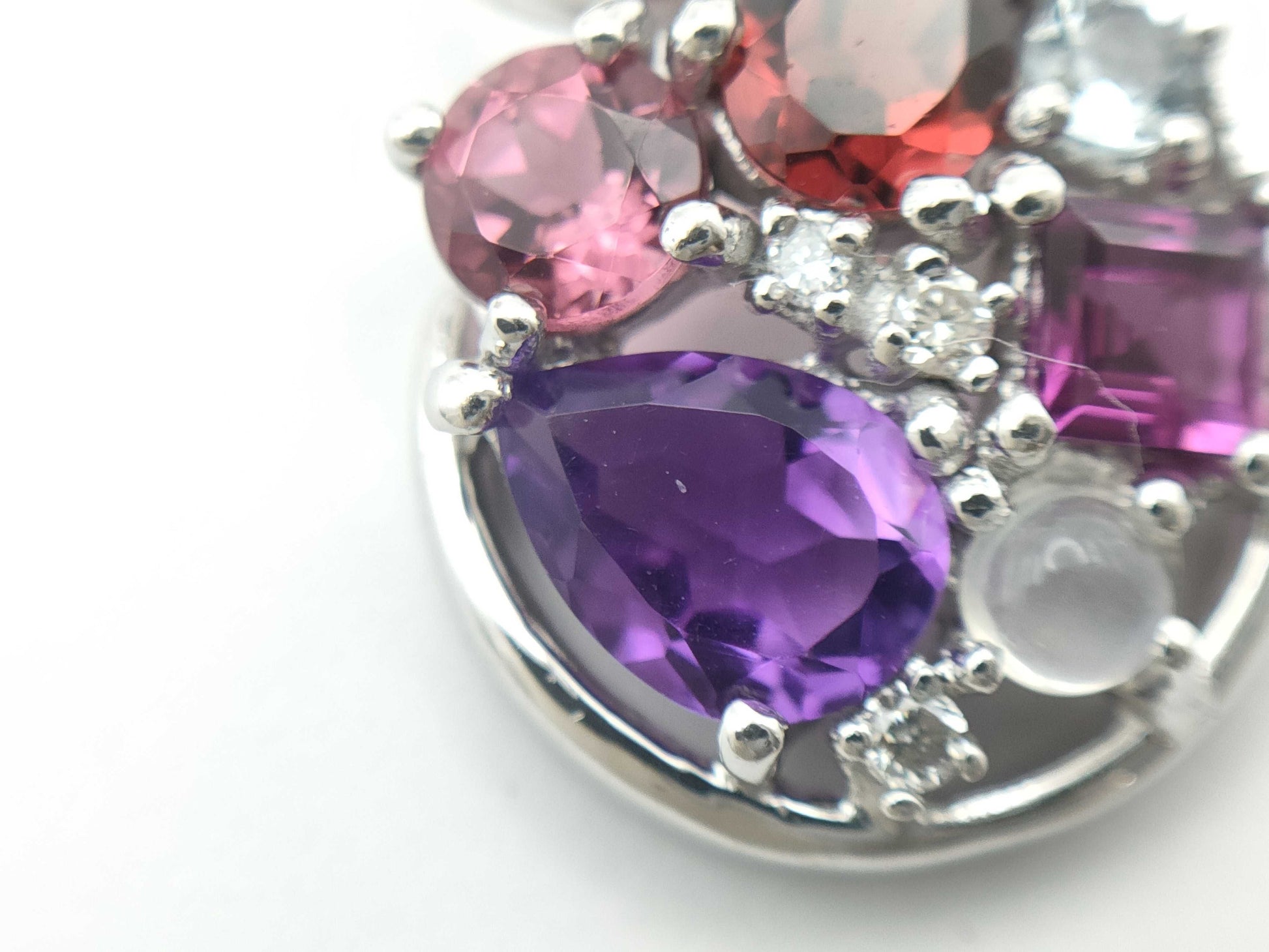 Colored Stone 1.92ct D0.12ct K18WG 6.4g Necklace