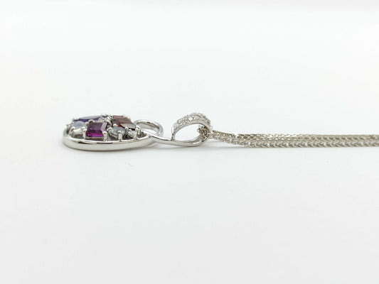 Colored Stone 1.92ct D0.12ct K18WG 6.4g Necklace