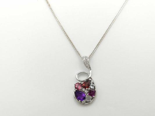 Colored Stone 1.92ct D0.12ct K18WG 6.4g Necklace