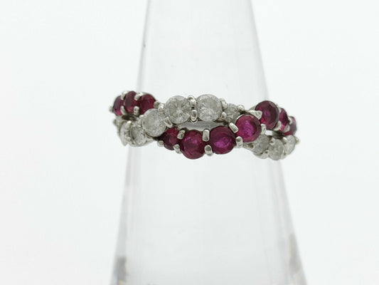 Ruby Diamond 092/070 Engraved Pt900 5.0g Ring