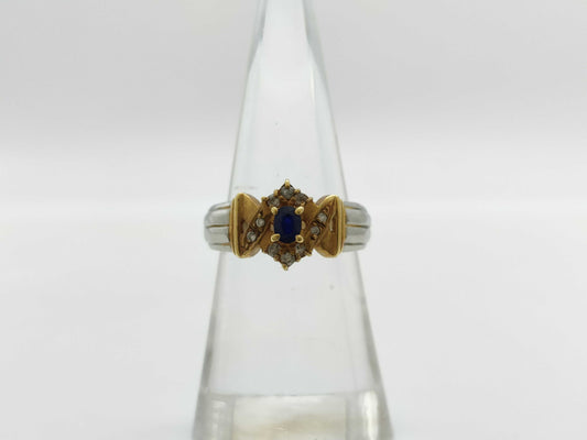Sapphire Diamond K18/PT900 3.9g Ring