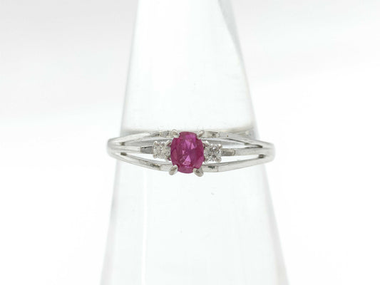 Colored Stone 0.32ct Diamond K14WG 2.6g Ring