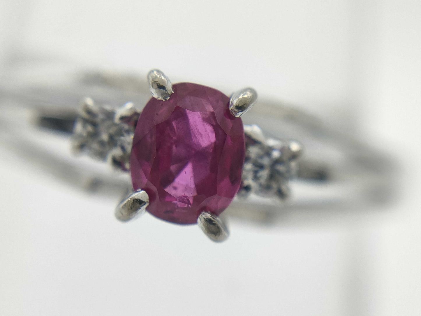 Colored Stone 0.32ct Diamond K14WG 2.6g Ring