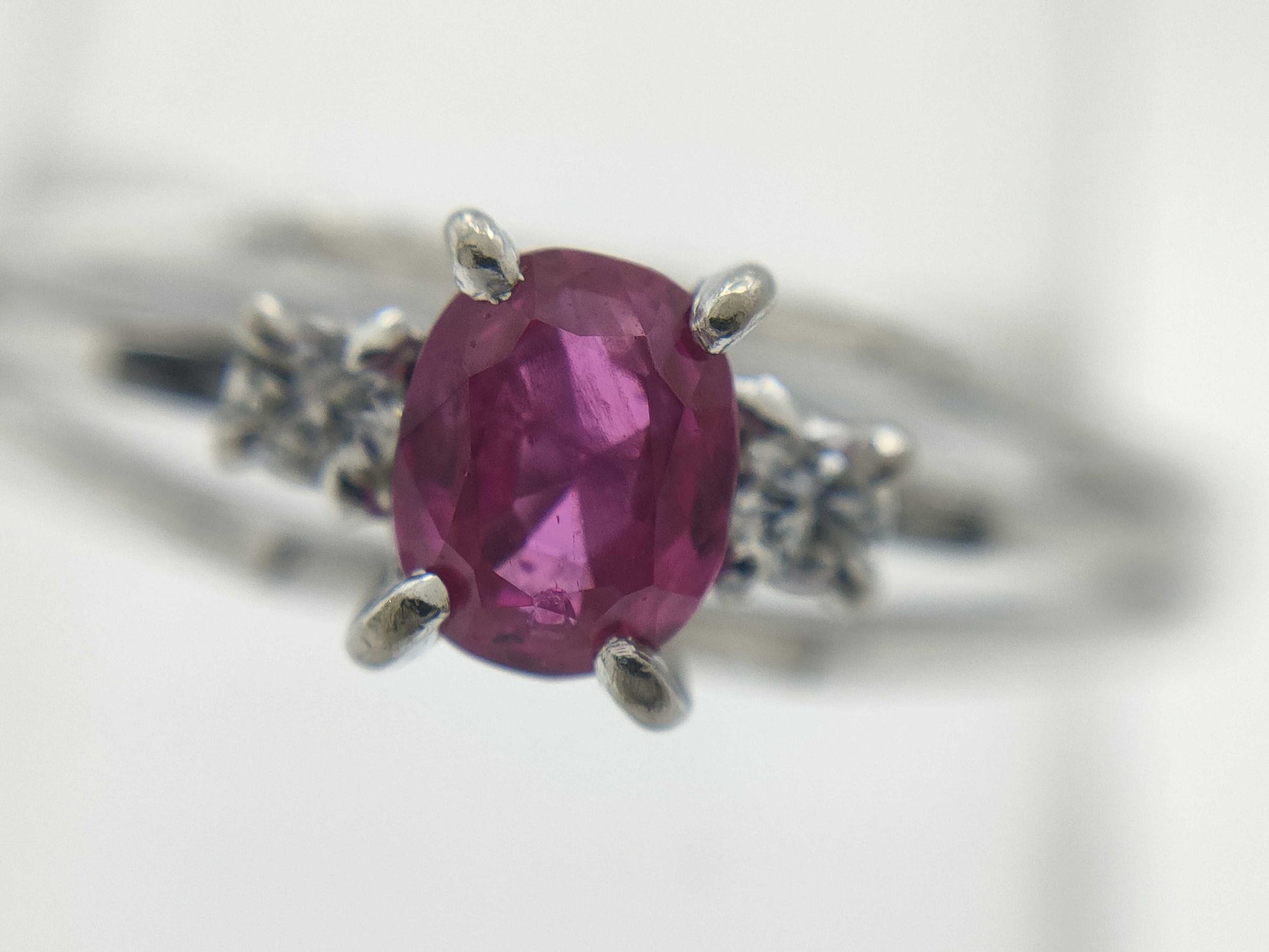 Colored Stone 0.32ct Diamond K14WG 2.6g Ring