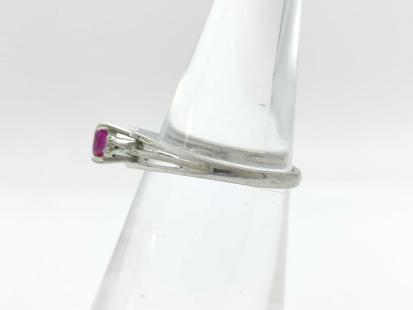 Colored Stone 0.32ct Diamond K14WG 2.6g Ring
