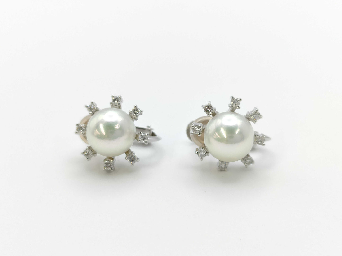 Pearl diameter approx. 8.1/8.1mm D0.11/0.11ct K14WG/PT900 6.1g Earrings