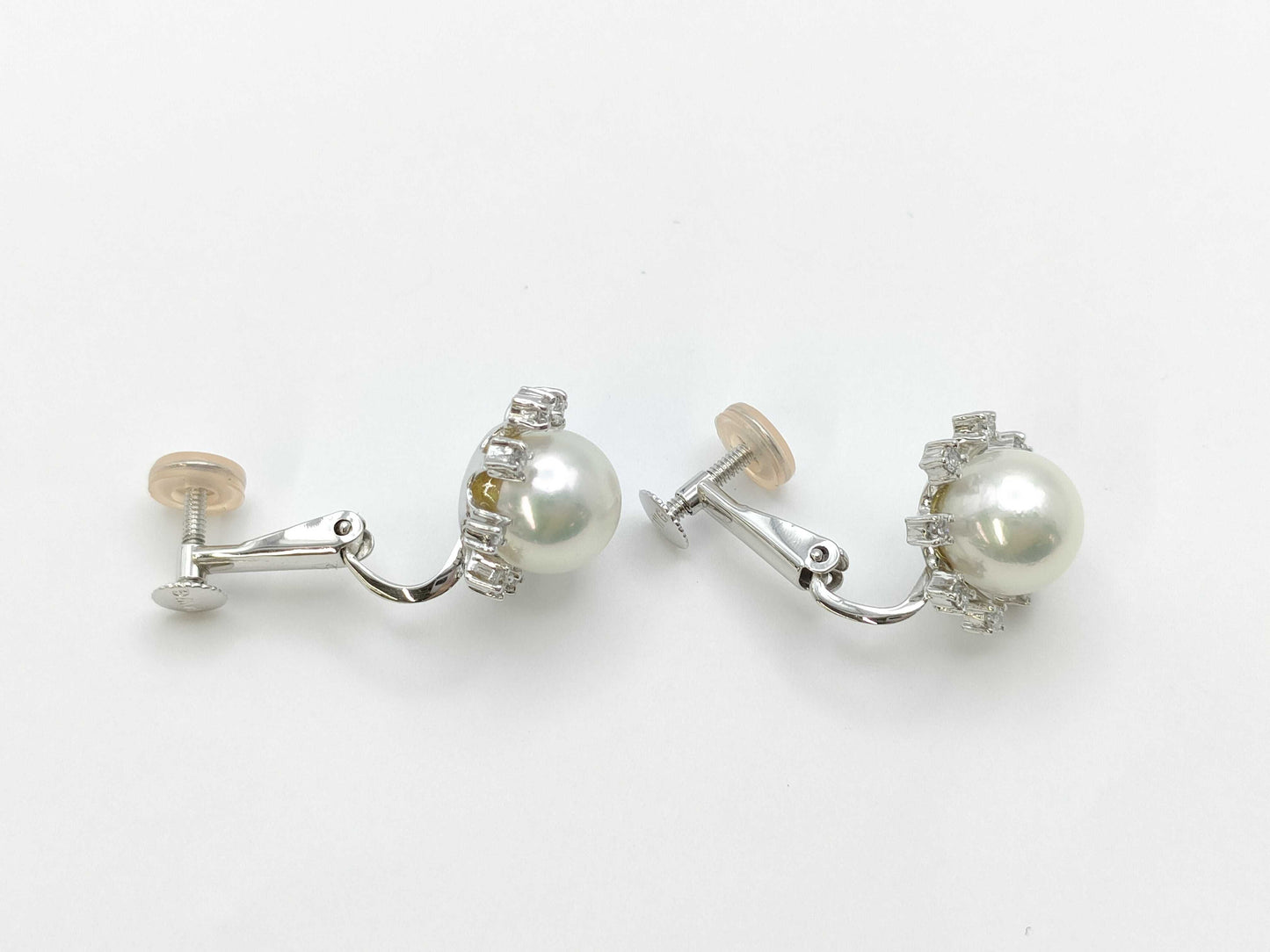 Pearl diameter approx. 8.1/8.1mm D0.11/0.11ct K14WG/PT900 6.1g Earrings