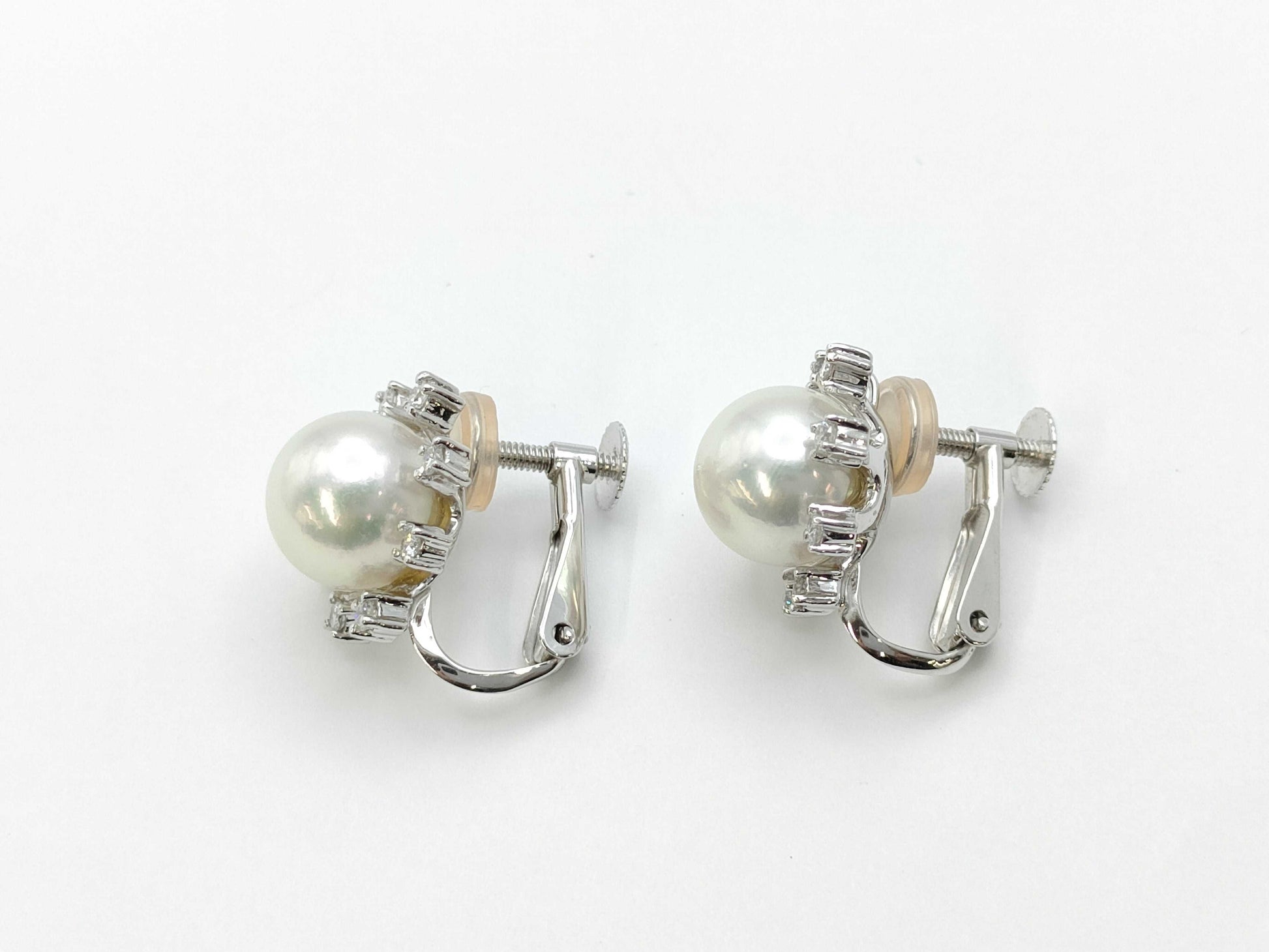 Pearl diameter approx. 8.1/8.1mm D0.11/0.11ct K14WG/PT900 6.1g Earrings