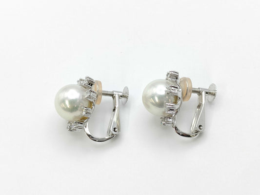 Pearl diameter approx. 8.1/8.1mm D0.11/0.11ct K14WG/PT900 6.1g Earrings