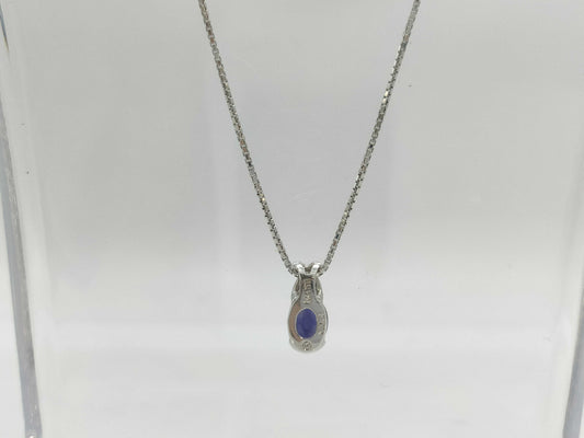Colored Stone D0.02ct K14WG 4.9g Necklace