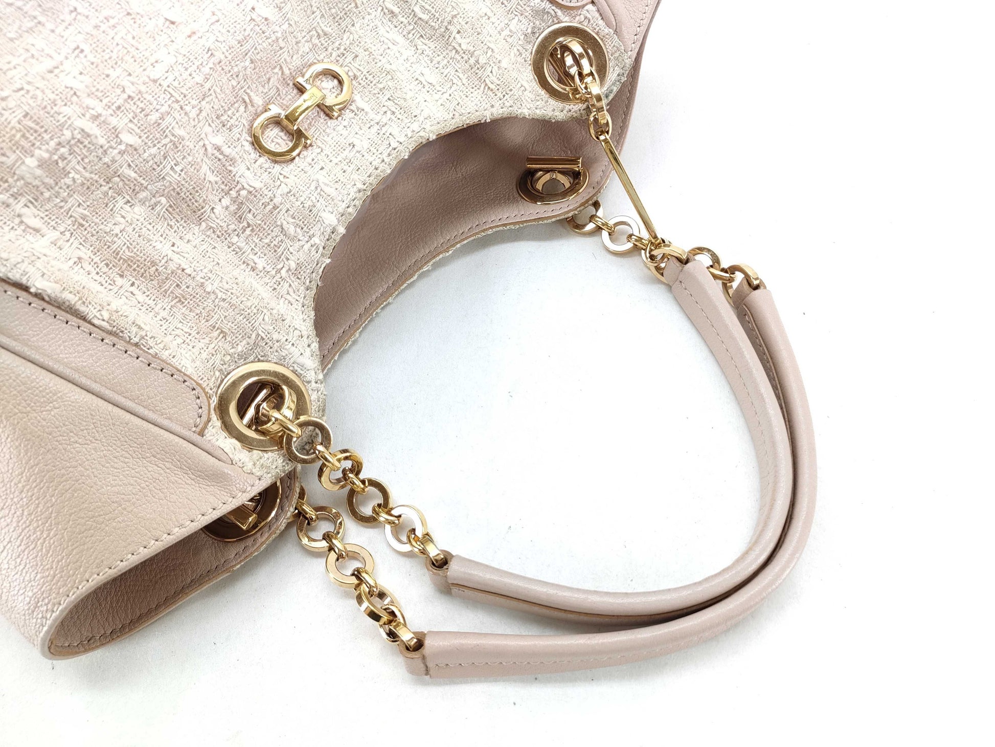Salvatore Ferragamo Gancini Ferragamo Hand Tweed Shoulder Bag