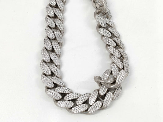 Zirconia Miami Necklace, Silver 925, No Brand, 346.4g