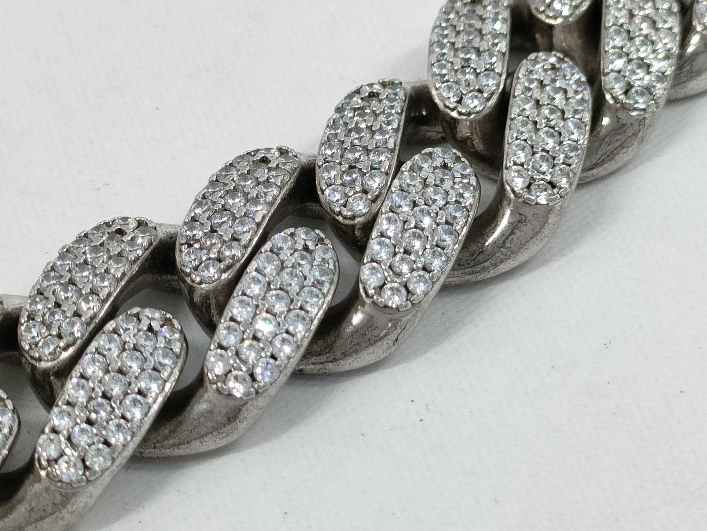 Zirconia Miami Necklace, Silver 925, No Brand, 346.4g