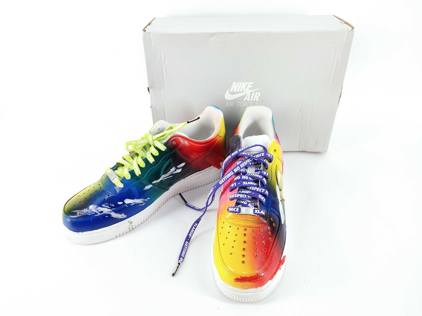 NIKE New Unused NIKE Nike AirForce1 Air Force One Sneakers Painted Leather Rhinestone White Multicolor Size 11 Sneakers