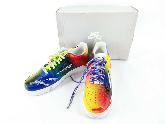 NIKE New Unused NIKE Nike AirForce1 Air Force One Sneakers Painted Leather Rhinestone White Multicolor Size 11 Sneakers