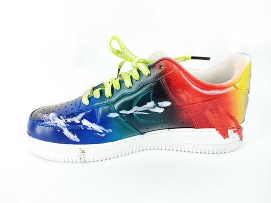 NIKE New Unused NIKE Nike AirForce1 Air Force One Sneakers Painted Leather Rhinestone White Multicolor Size 11 Sneakers