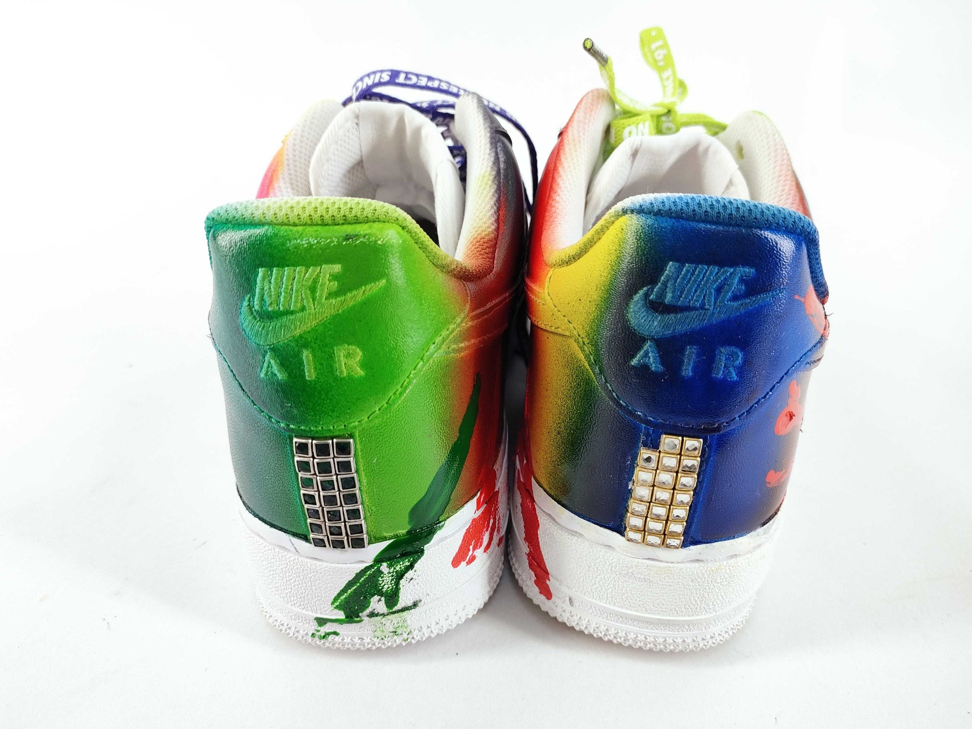 NIKE New Unused NIKE Nike AirForce1 Air Force One Sneakers Painted Leather Rhinestone White Multicolor Size 11 Sneakers