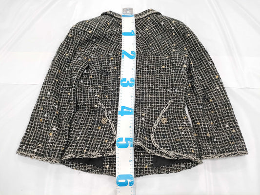 CHANEL Tweed Jacket, Black and White, Size 36