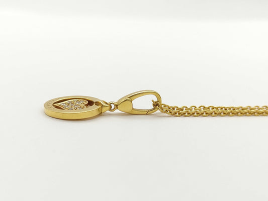 BVLGARI Tond Heart Diamond YG Au750 10.0g Necklace
