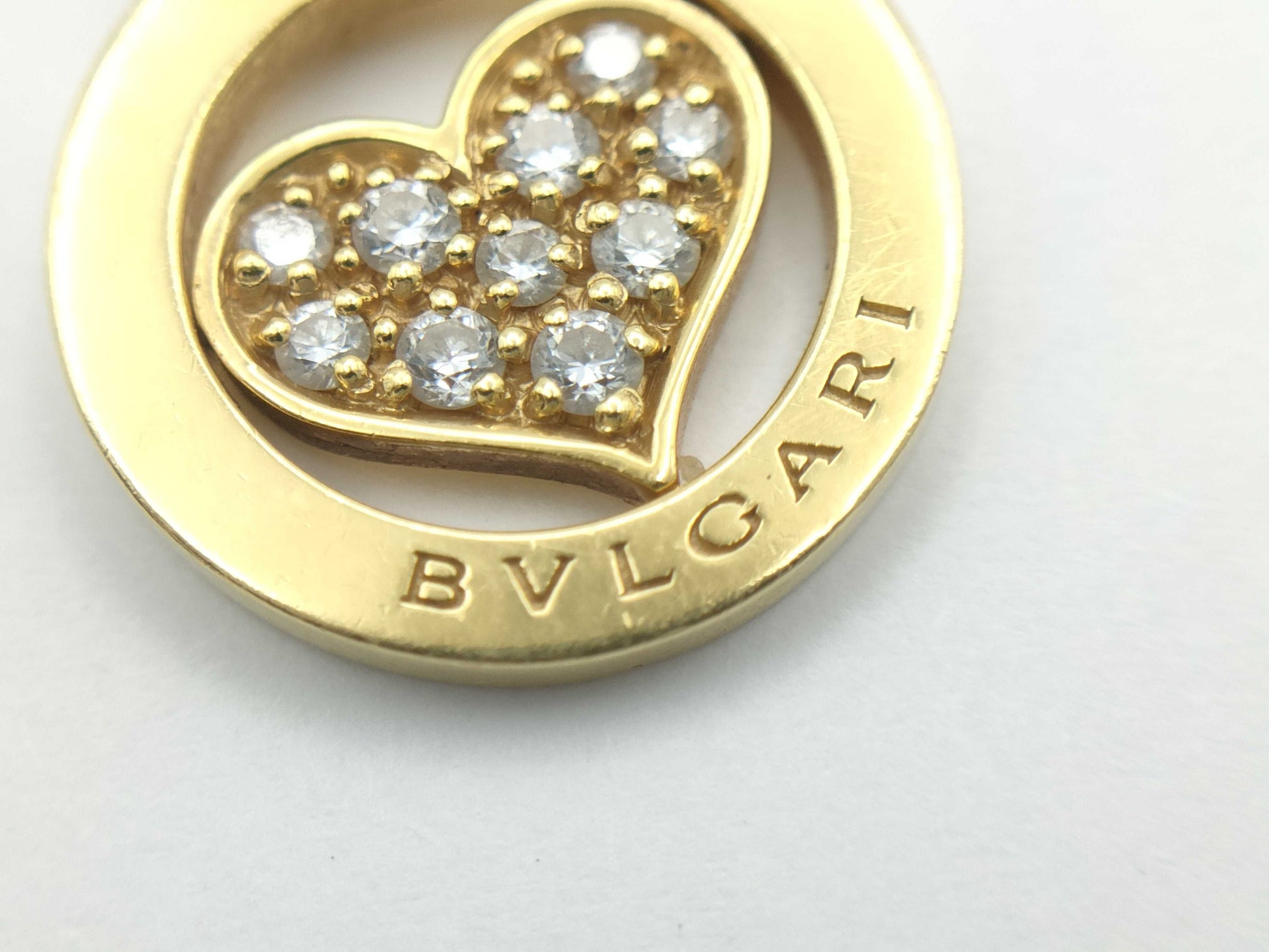 BVLGARI Tond Heart Diamond YG Au750 10.0g Necklace