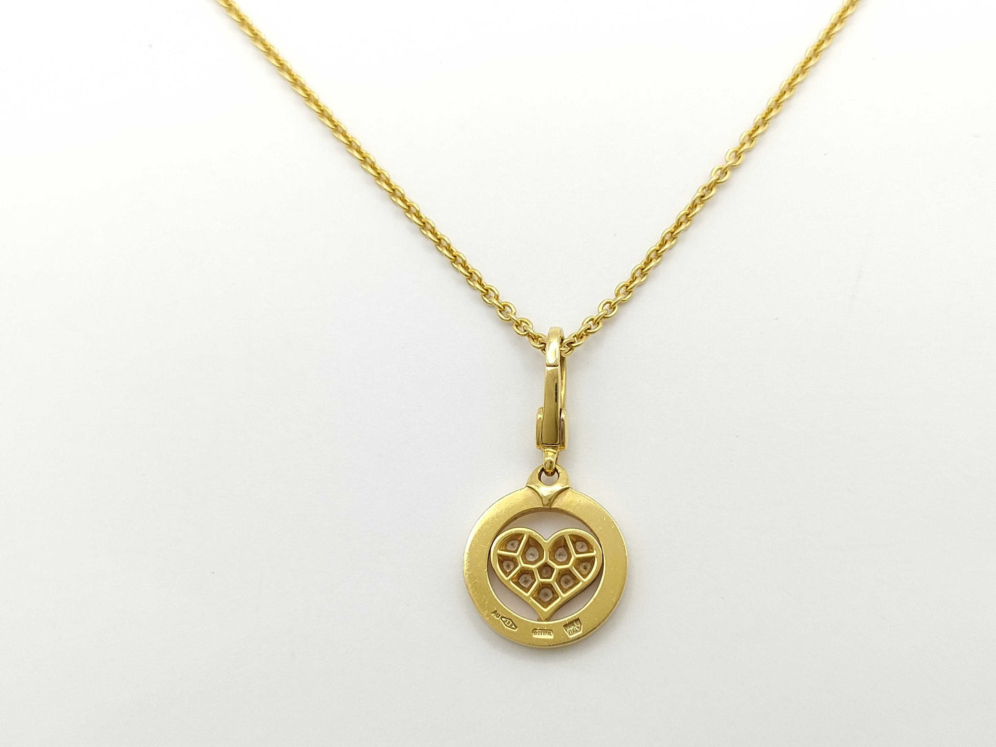 BVLGARI Tond Heart Diamond YG Au750 10.0g Necklace