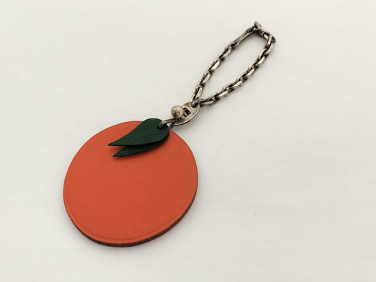 HERMES Charm Keychain Orange Key Case/Keychain