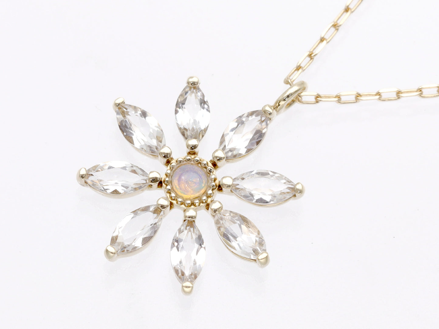 4°C Opal White Topaz K10 1.4g Necklace