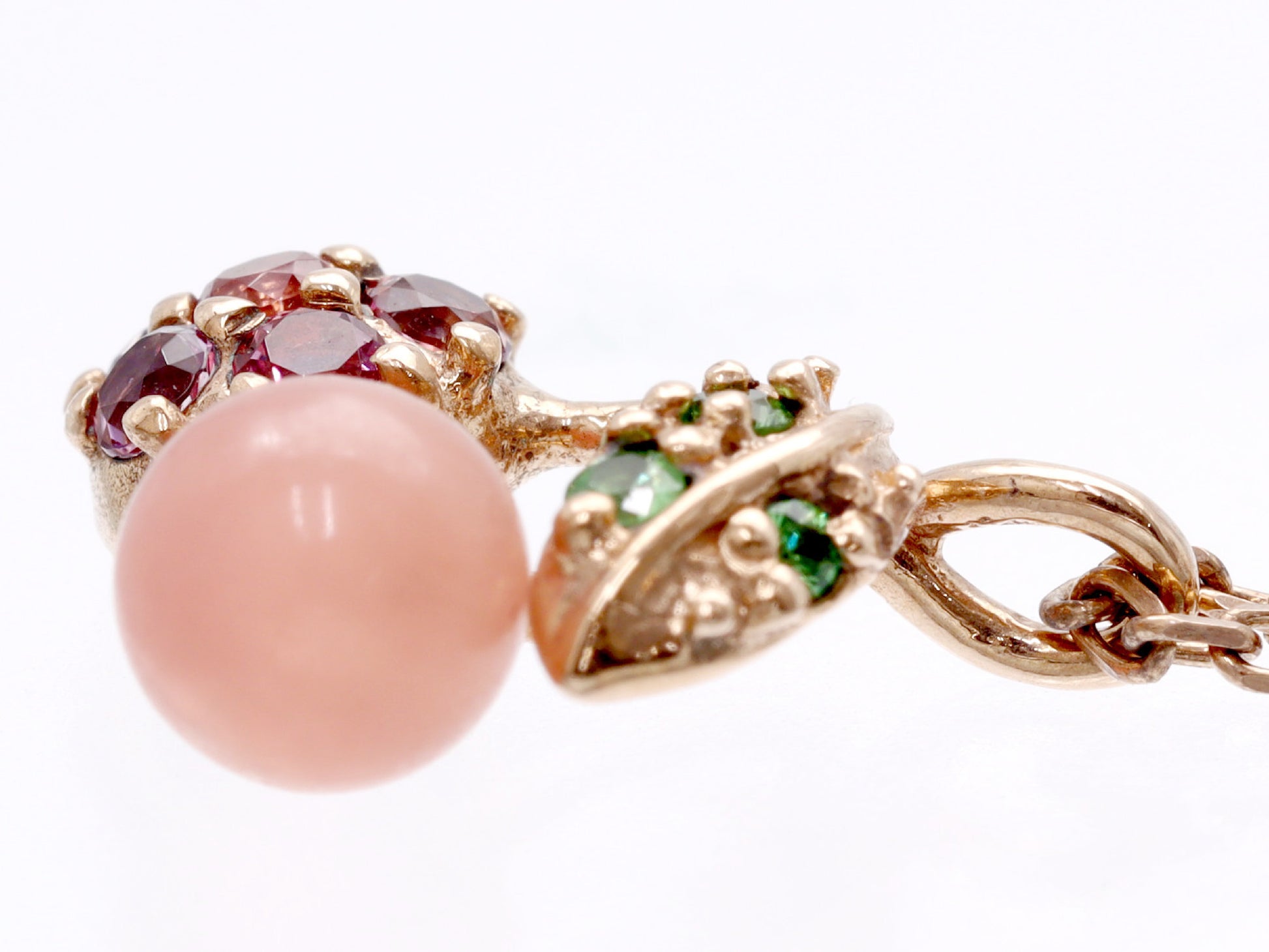 Vendome Aoyama Rhodochrosite Green Garnet Pink Tourmaline K10 2.9g Necklace