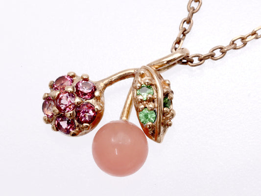 Vendome Aoyama Rhodochrosite Green Garnet Pink Tourmaline K10 2.9g Necklace