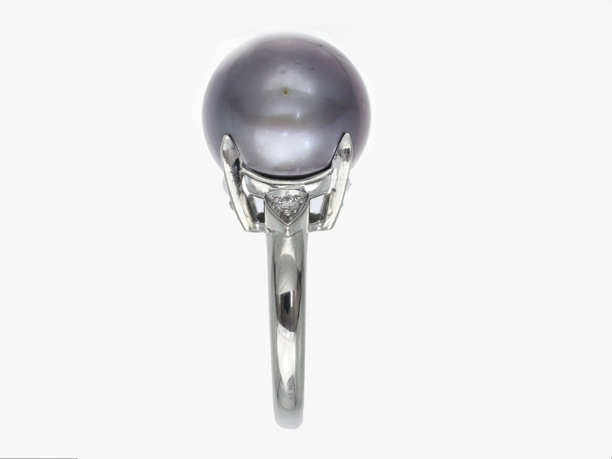 Tahitian Pearl Diameter Approx. 13.2mm D0.04ct Pt900 9.9g Ring