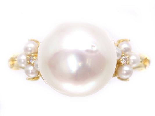 Nanyang Pearl Diameter Approx. 10.6mm D0.036ct K18 4.5g Ring