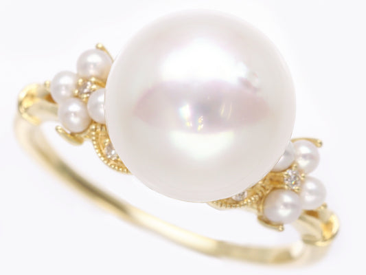 Nanyang Pearl Diameter Approx. 10.6mm D0.036ct K18 4.5g Ring